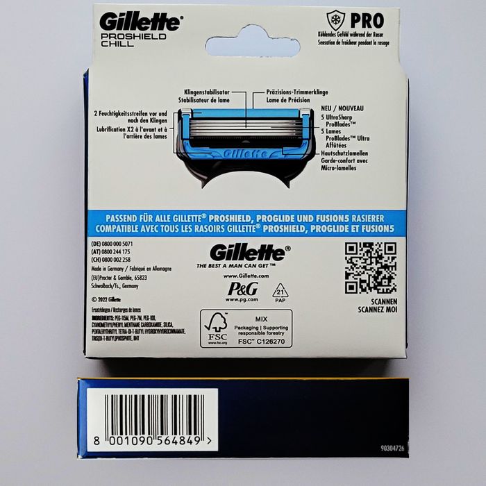 6 шт Gillette ProShield Chill вир. Німеччина (серія Fusion5)