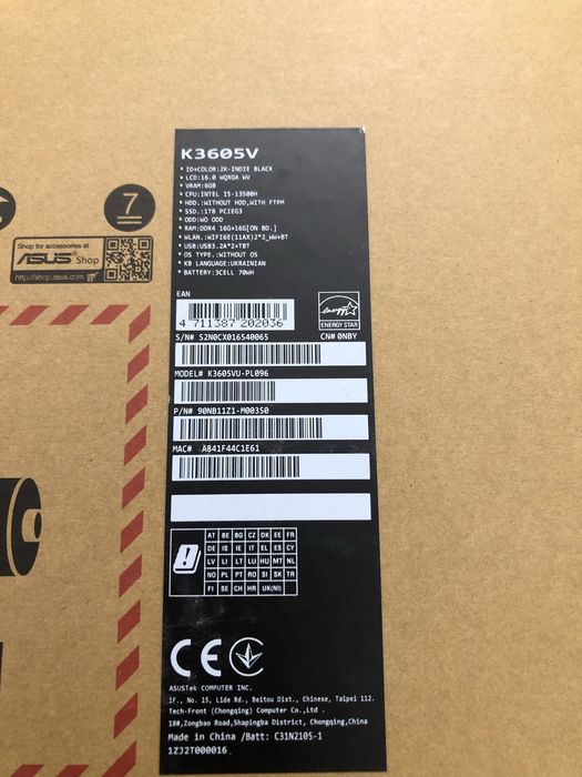 ASUS Vivobook 16X K3605VU • i5-13500H • RTX 4050 • 16GB • 1TB SSD