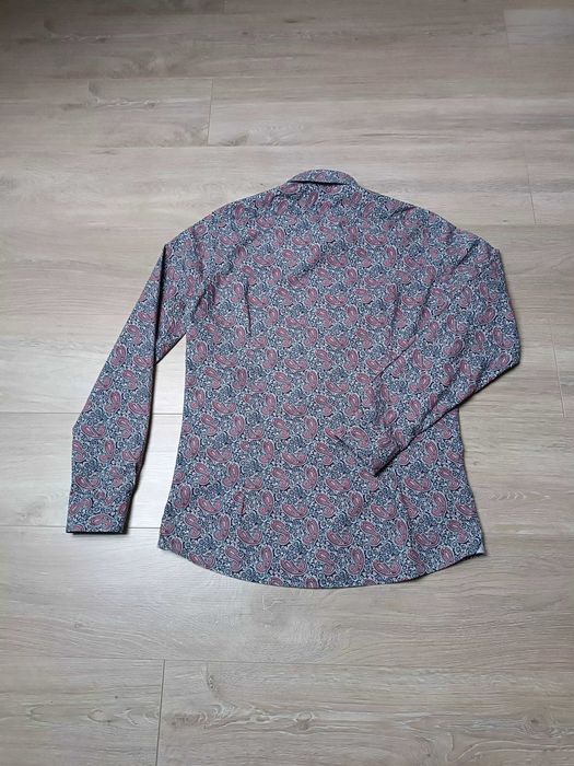 Wzorzysta koszula długi rękaw kołnierzyk guziki 'Rosso Malaspino' 41