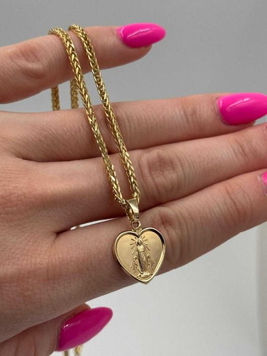 Złoty Łańcuszek z Medalikiem Złoto 585 14K Komunia Chrzest 44cm