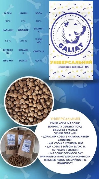 ТМ Галіат сухий корм для собак, в асортименті