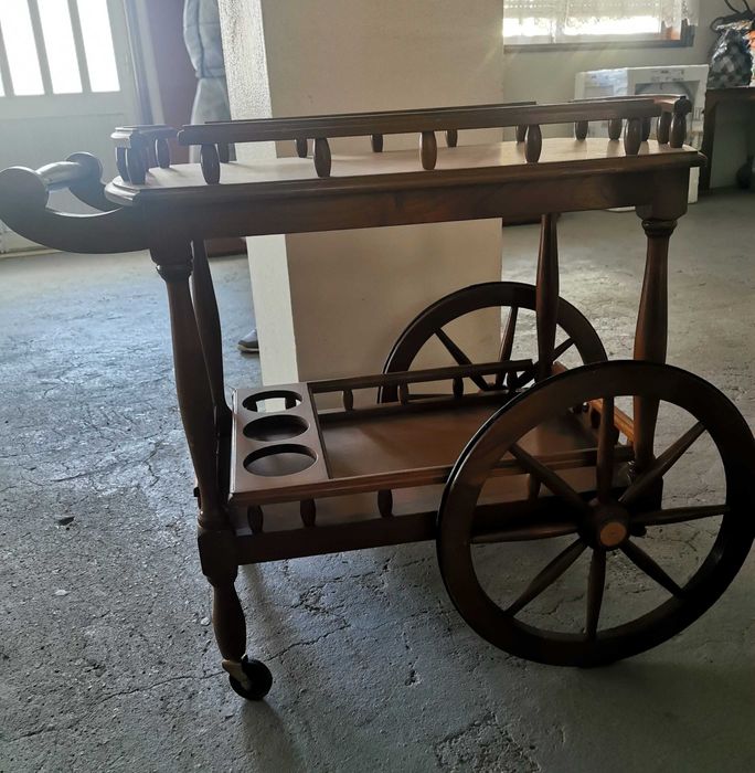 conjunto de 3 carrinhos de chá de madeira