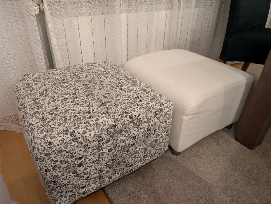 Dwie pufy IKEA zdejmowane pokrowce.