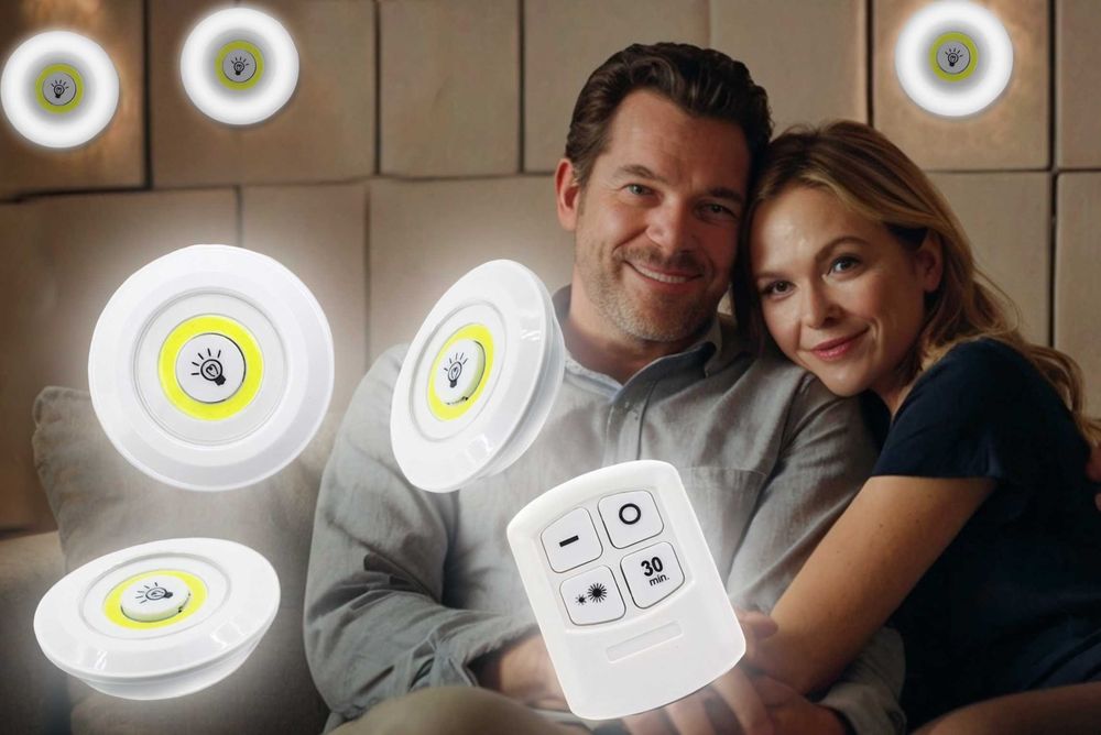 Набір з трьох LED нічників на батарейках з пультом керування