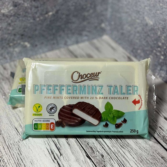 АКЦІЯ Цукерки Choceur Pfefferminz з м'ятою та чорним шоколадом 250 г