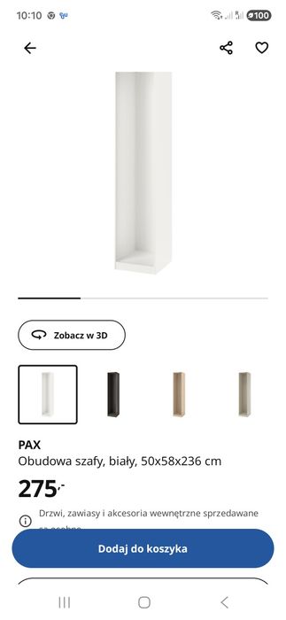 Ikea Pax Fardal 5 frontow z uchwytami bez zawias 50x229cm i 1  korpus 50cm