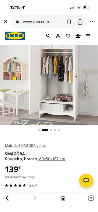 Roupeiro ikea branco de criança