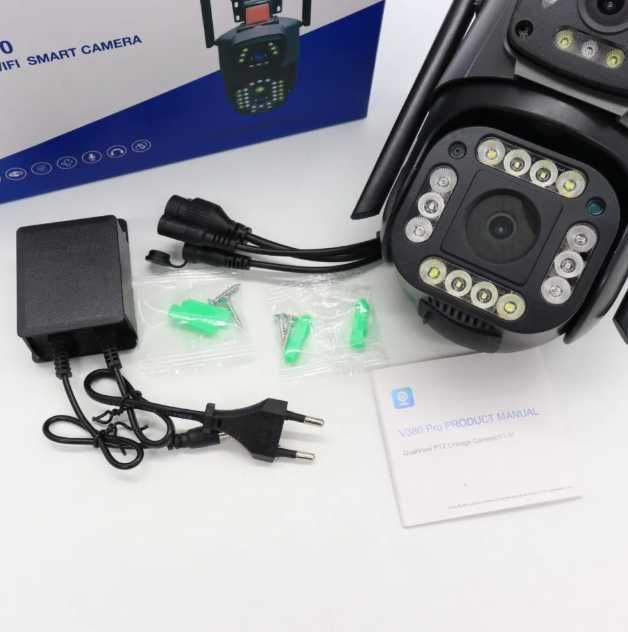 Универсальная камера вай фай видеонаблюдения IP 4K 8MP c 2 Объективами