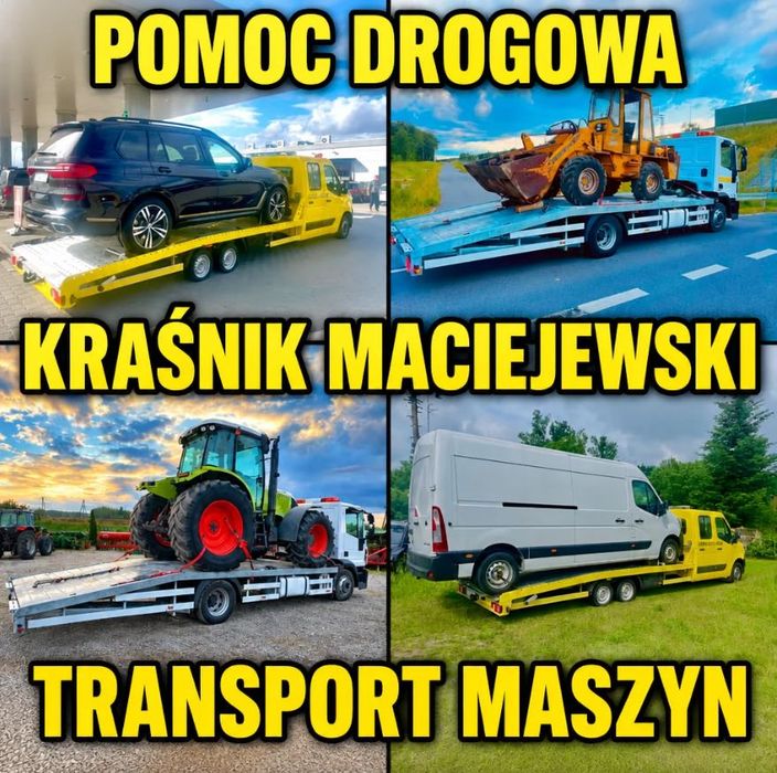 autolaweta laweta pomoc drogowa transport koparek maszyn KRASNIK