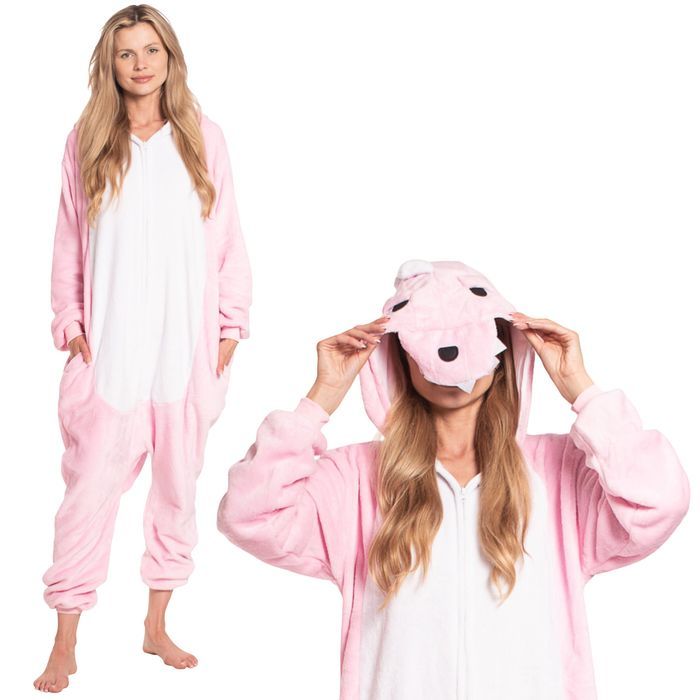 Piżama Damska Kombinezon Kigurumi Onesie Dinozaur Różowy 155-165 cm M