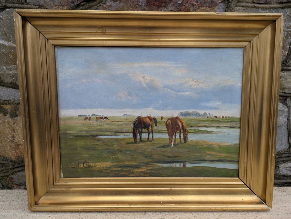 Niels Peter Christiansen (1873-) Konie Aukcyjny Pejzaż