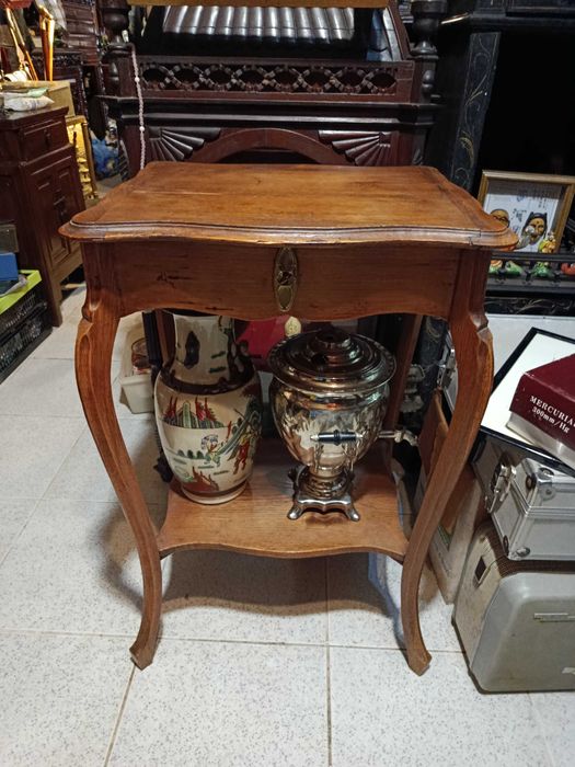 Toucador Mesa toilette Caixa de costura Madeira Carvalho Anos 20 76 cm