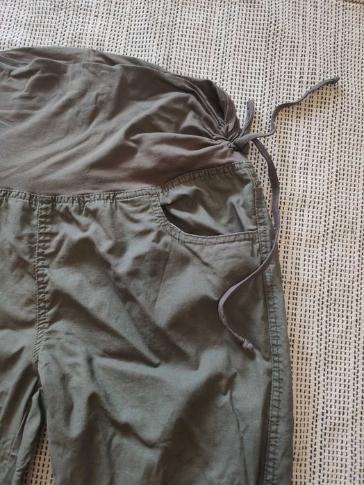 Штани для вагітної L- XL, лляні, льон зелені хлопок