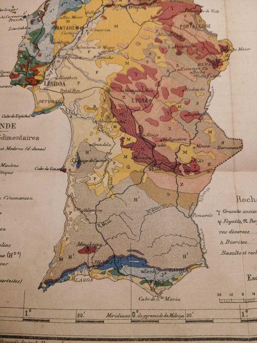 Mapa - Portugal, Esquisse Geologique (1900)