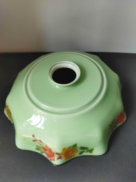 Klosz do lampy Art Deco malowany szkło zielone białe