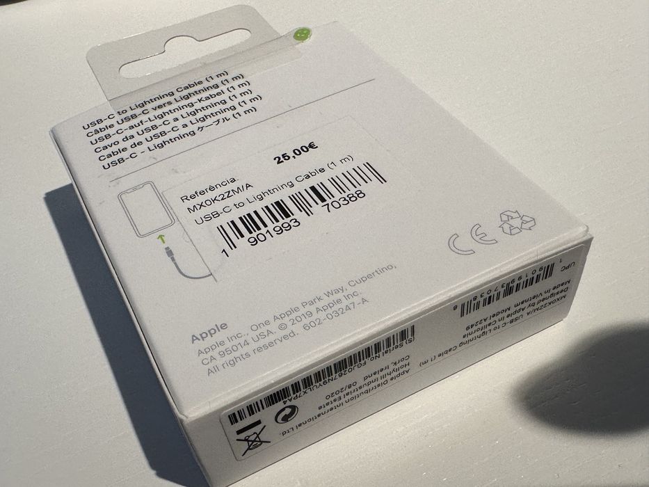 Cabo USB-C para Lightning (1 m) - caixa por abrirr