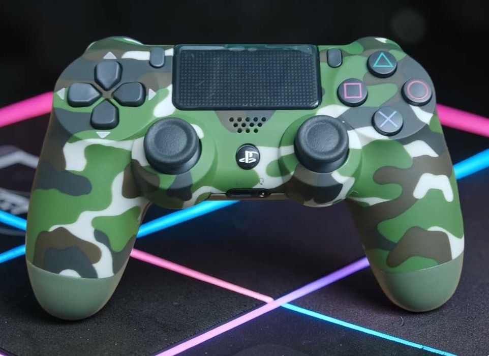 Бездротовий джойстик для PS4 Зелений Камуфляж, Bluetooth джойстик Беспроводной джойстик для приставки ПС4 с принтом Зеленый Камуфляж