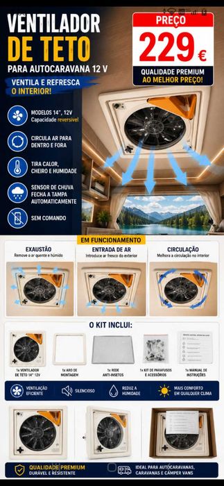 Ventilador Caravana 220€. Oportunidade