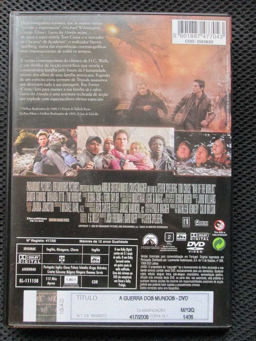 DVD Guerra dos Mundos, Steven Spielberg, Justin Chatwin, Tom Cruise