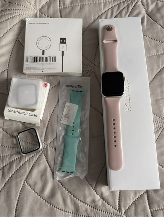Apple Watch 6 44 MM silver Alu white sport Band cellular