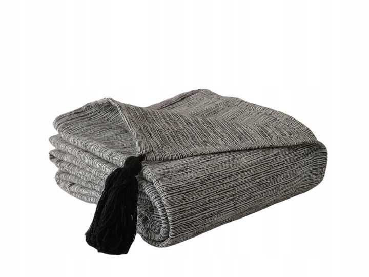 Narzuta bawełniana boho loft Carmen 150x200 chwosty pled melanż czarna