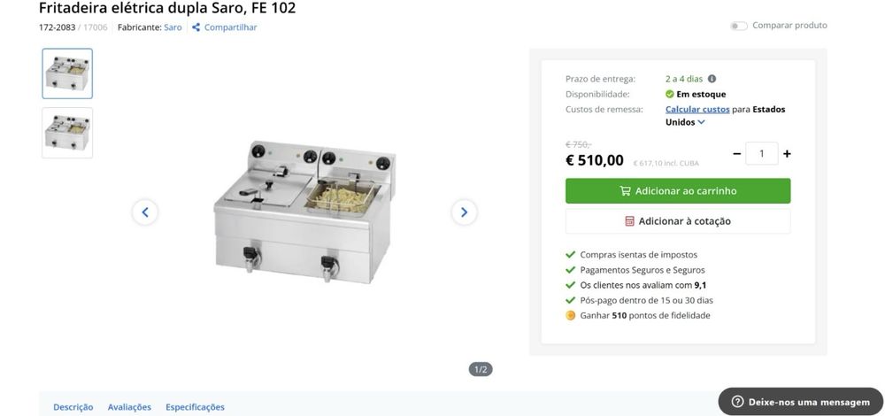 Fritadeira electrica dupla Saro 2x 3.5w troco por gopro ou apple watch