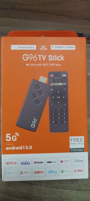 G96 TV Stick – ТВ-приставка на Андроид 14, 2/16 Гб; настроена