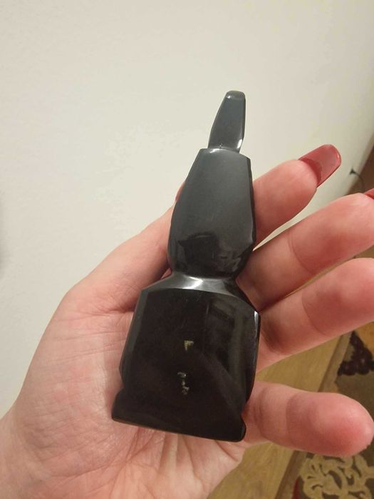 Estatueta de escultura de deus asteca/maia de obsidiana preta vintage