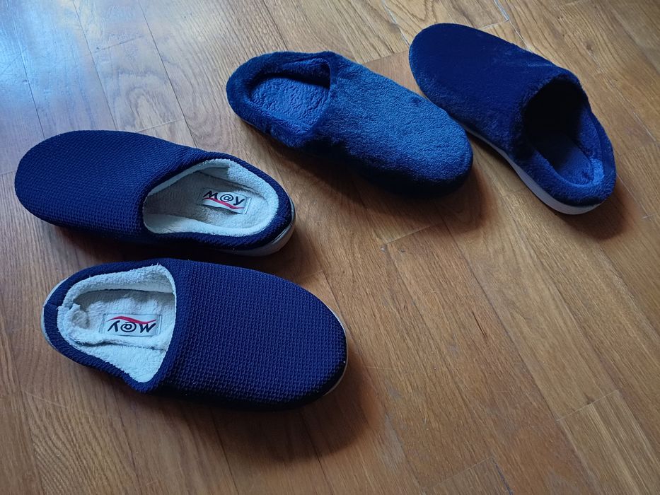 2 pares de chinelos/pantufas azuis escuros (36)