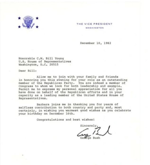 George H. W. Bush list z odręcznym autografem