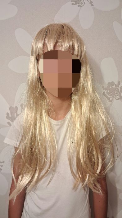 Peruka blond z grzywką długie włosy