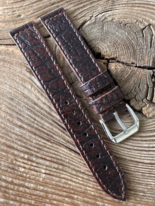 Pasek do zegarka 17 mm / 16 mm handmade skóra vintage ręcznie robiony brązowy