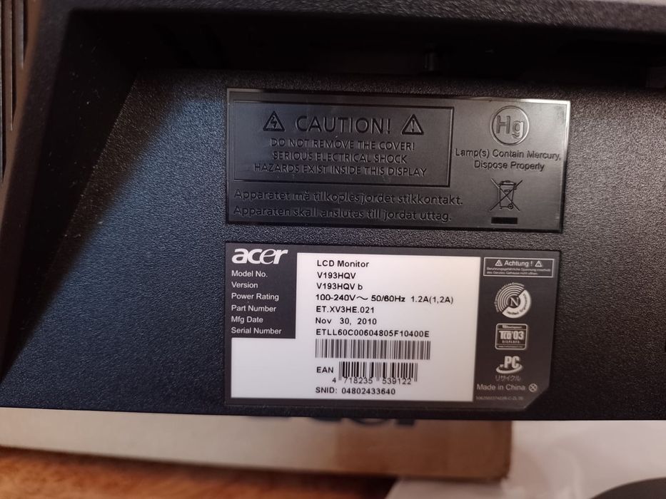 Монітор, монитор, Acer 18.5