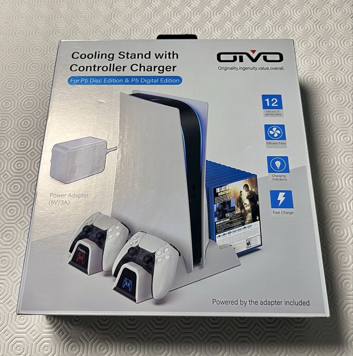 Suporte OIVO com Ventoinha e Carregador para Comandos PS5 – Como Novo!