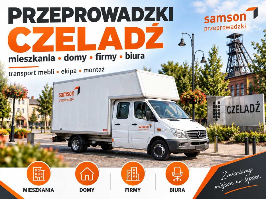 Przeprowadzki Czeladź Śląsk | Transport mebli | Auto + ekipa | Jeden mebel lub całe mieszkanie | Wynoszenie wnoszenie | Demontaż montaż