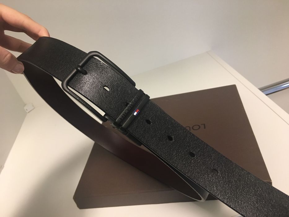 Oryginalny pasek TH tommy hilfiger meski czarny skora skorzany