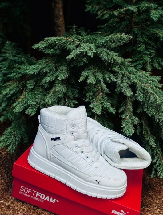 Жіночі зимові кросівки Puma/натуральная кожа/белые зимние ботинки пума