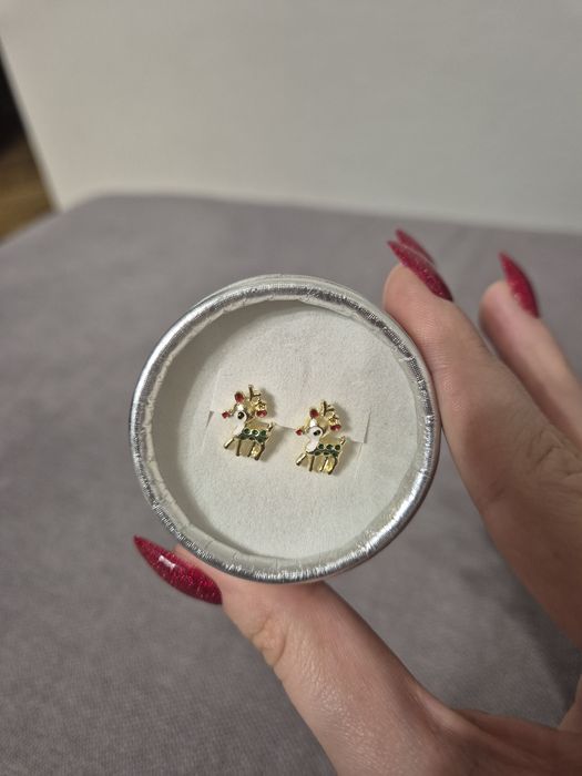 Kolczyki wkrętki świąteczne reniferki