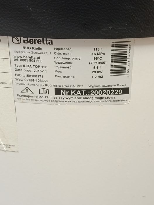 Wymiennik CWU 120 l Beretta