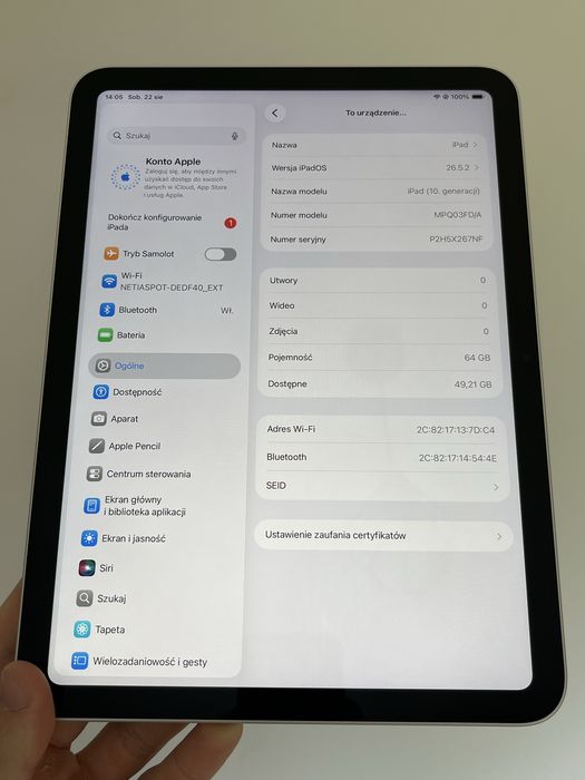iPad 10 generacji 64GB Wi-Fi