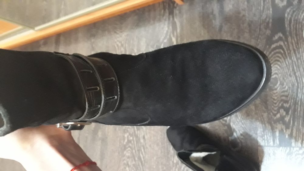 Сапоги ботинки кожа и замш внутри овчина