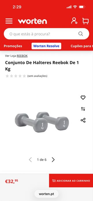 Conjunto De Halteres Reebok De 1 Kg