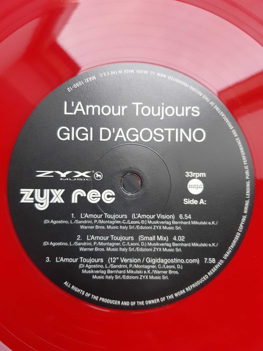 płyta winylowa maxi Gigi D'Agostino ‎– L'Amour Toujours Italodance