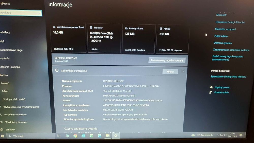 Dell laptop Inspiron 3593