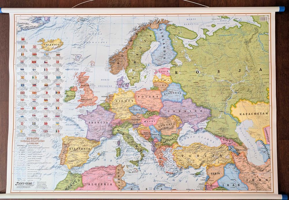 Mapa Europy ścienna 98x66 cm 1 : 7 000 000