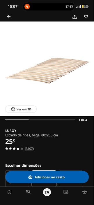 Cama com estratos ikea com colchão de molas 1.60 por 2.00