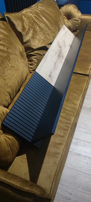 Półka loft loftowa dąb wotan czarny czarne lamele 150cm