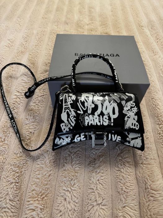 Balenciaga Hourglass Small чорна сумка, натуральна шкіра