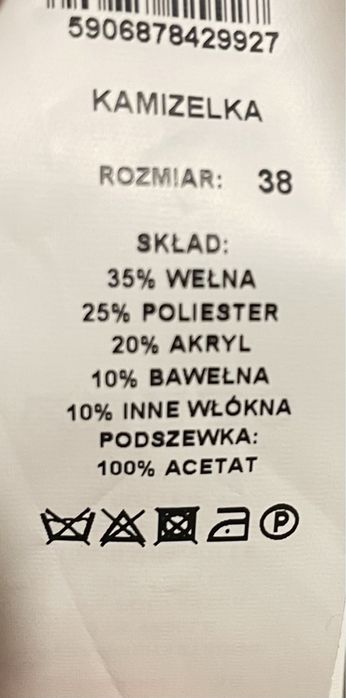 Długa kamizelka wełniana Solar NOWA Z METKĄ  rozm.38