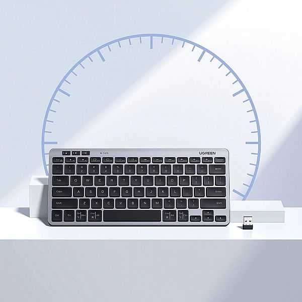 Klawiatura Ugreen bezprzewodowa Bluetooth 5.3 do 3 urządzeń - szara